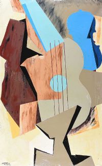 GUITAR & TABLE by Gerald G. Beattie at Ross's Online Art Auctions