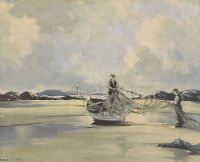MENDING NETS by Maurice Canning Wilks ARHA RUA at Ross's Online Art Auctions