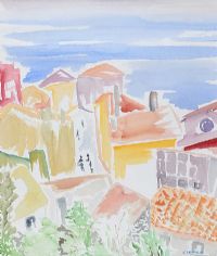 VILLAGE ROOFTOPS by J. Cavaillet at Ross's Online Art Auctions