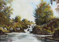SALMON LEAP by David Overend at Ross's Online Art Auctions