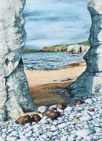 ROCKS ON THE ANTRIM COAST by James McNulty at Ross's Online Art Auctions