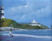 SHROOVE LIGHTHOUSE & BEACH by Sean Lorinyenko at Ross's Online Art Auctions