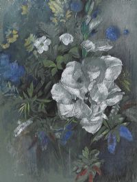 STILL LIFE, WHITE ROSES & FOLIAGE by Tom Carr HRHA HRUA at Ross's Online Art Auctions