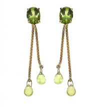 18CT GOLD DROP EARRINGS SET WITH PERIDOT at Ross's Online Art Auctions