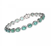 9CT WHITE GOLD EMERALD AND DIAMOND BRACELET at Ross's Online Art Auctions