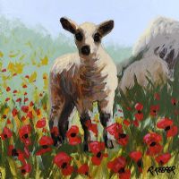 LAMB & POPPIES by Ronald Keefer at Ross's Online Art Auctions