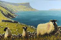 SHEEP NEAR MURLOUGH BAY, COUNTY ANTRIM by Keith Glasgow at Ross's Online Art Auctions