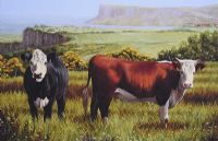 CATTLE ON THE ANTRIM COAST by Keith Glasgow at Ross's Online Art Auctions