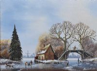 THE FROZEN RIVER, HOLLAND by Charles Comber at Ross's Online Art Auctions