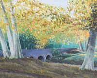 BRIDGE IN THE WOODS by Robert T.  Cochrane at Ross's Online Art Auctions