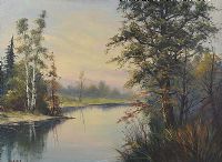 TREES BY THE RIVER by Hasselbar at Ross's Online Art Auctions