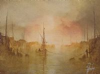 ANCHORED IN THE HARBOUR by P. Linsay at Ross's Online Art Auctions