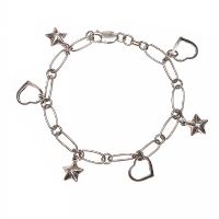 STERLING SILVER HEART AND STAR CHARM BRACELET at Ross's Online Art Auctions