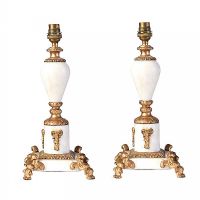 PAIR OF MARBLE TABLE LAMPS at Ross's Online Art Auctions