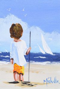 BOY ON THE BEACH by Michelle Carlin at Ross's Online Art Auctions