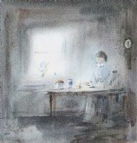 COTTAGE INTERIOR by Tom Kerr at Ross's Online Art Auctions