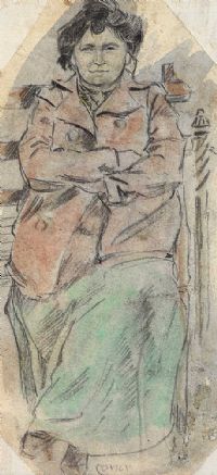 RESTING ON THE BENCH by William Conor RHA RUA at Ross's Online Art Auctions
