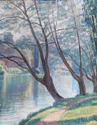 SUNLIT PATH BY THE RIVER by John Turner RUA at Ross's Online Art Auctions