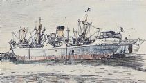 BOAT AT BELFAST DOCKS by Maurice Canning Wilks ARHA RUA at Ross's Online Art Auctions