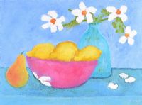 STILL LIFE, DAISIES & FRUIT by Paloma King at Ross's Online Art Auctions