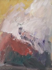 STAG ON THE ROCKS by Con Campbell at Ross's Online Art Auctions