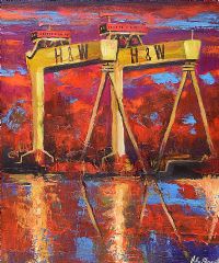 HARLAND & WOLFF LOOKING UPWARDS by John Stewart at Ross's Online Art Auctions