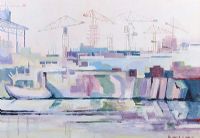 BELFAST DOCKS by Roland A.D. Inman at Ross's Online Art Auctions