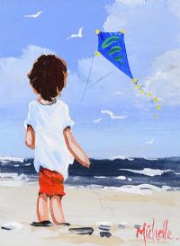 YOUNG BOY WITH KITE by Michelle Carlin at Ross's Online Art Auctions