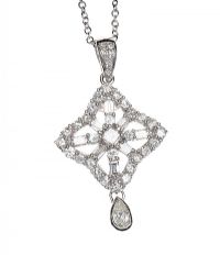 18CT WHITE GOLD DIAMOND PENDANT ON 9CT WHITE GOLD CHAIN at Ross's Online Art Auctions