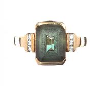 9CT GOLD COLOURED STONE AND DIAMOND RING at Ross's Online Art Auctions