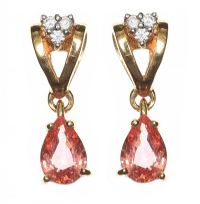 18CT GOLD COLOURED STONE AND DIAMOND EARRINGS at Ross's Online Art Auctions