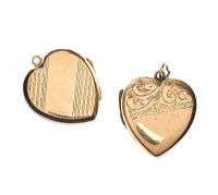 PAIR OF 9CT GOLD HEART SHAPED LOCKETS at Ross's Online Art Auctions