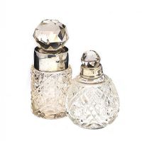 TWO SILVER COLLAR CUT GLASS SCENT BOTTLES at Ross's Online Art Auctions