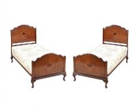 PAIR OF ANTIQUE INLAID MAHOGANY SINGLE BEDS at Ross's Online Art Auctions