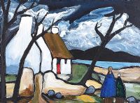 COTTAGE BY THE LOUGH by Irish School at Ross's Online Art Auctions