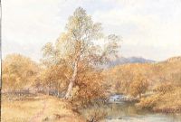 TREES OVERHANGING THE RIVER by J. Poole at Ross's Online Art Auctions