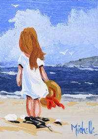 YOUNG GIRL WITH SUNHAT by Michelle Carlin at Ross's Online Art Auctions