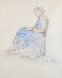 THE BLUE DRESS by Tom Carr HRHA HRUA at Ross's Online Art Auctions