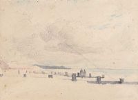 DRAWING FOR AN OIL PAINTING, NEWCASTLE BEACH by Tom Carr HRHA HRUA at Ross's Online Art Auctions