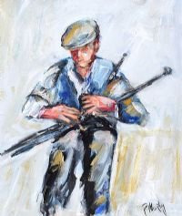AN IRISH PIPER by Patrick Murphy at Ross's Online Art Auctions