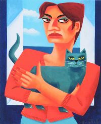 CAT LADY by Graham Knuttel at Ross's Online Art Auctions
