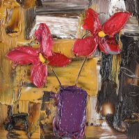 STILL LIFE, RED FLOWERS by Colin Flack at Ross's Online Art Auctions