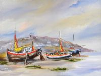 BOATS AT INISHEER, ARAN ISLANDS by Niall Campion at Ross's Online Art Auctions