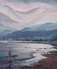 NEWCASTLE BEACH by Trevor McElnea at Ross's Online Art Auctions
