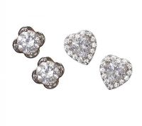 TWO STERLING SILVER CUBIC ZIRCONIA EARRINGS at Ross's Online Art Auctions