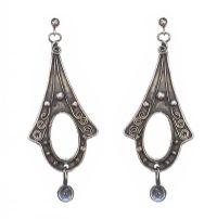 SILVER MOONSTONE EARRINGS at Ross's Online Art Auctions
