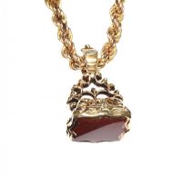 9CT GOLD CARNELIAN NECKLACE at Ross's Online Art Auctions