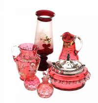 SIX PIECES OF CRANBERRY GLASS at Ross's Online Art Auctions