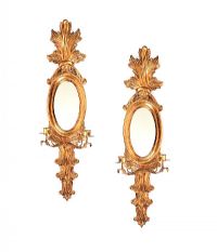 PAIR OF GILT MIRRORED WALL SCONCES at Ross's Online Art Auctions