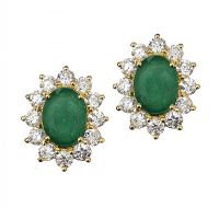 18CT GOLD EMERALD AND DIAMOND EARRINGS at Ross's Online Art Auctions